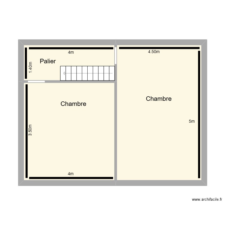 2 eme étage. Plan de 3 pièces et 54 m2