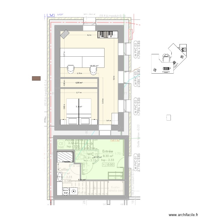 BasActuel2. Plan de 5 pièces et 47 m2