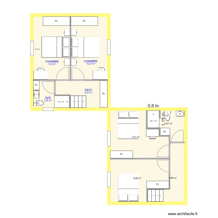 Projet Etage. Plan de 0 pièce et 0 m2
