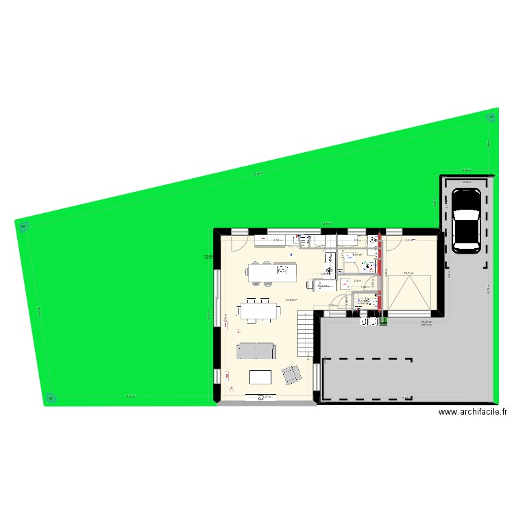 32 D. Plan de 15 pièces et 408 m2