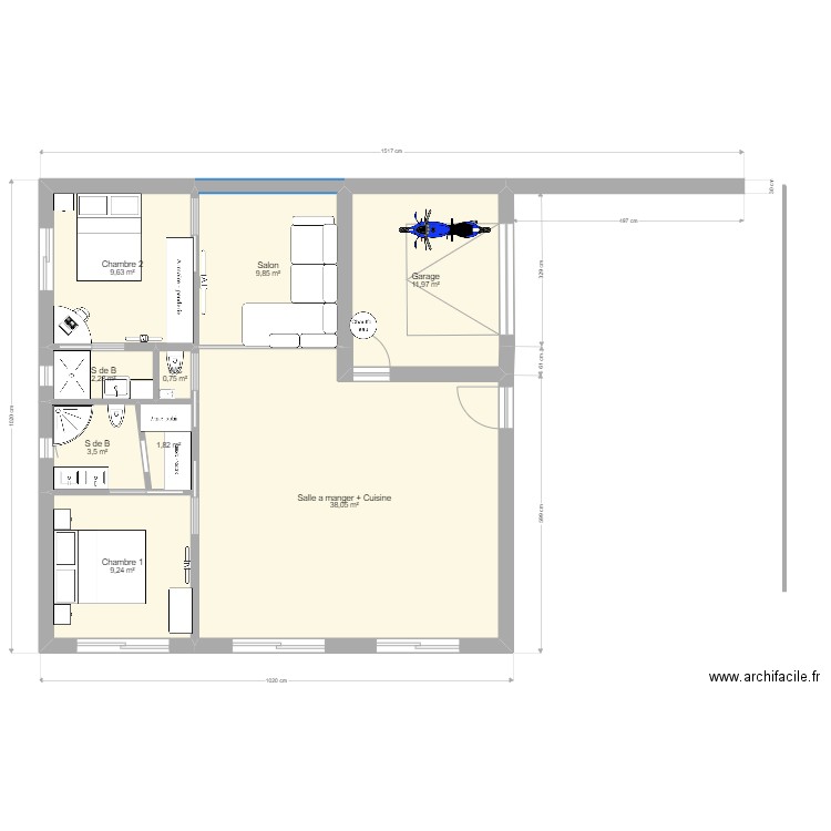 Plan 2. Plan de 9 pièces et 87 m2