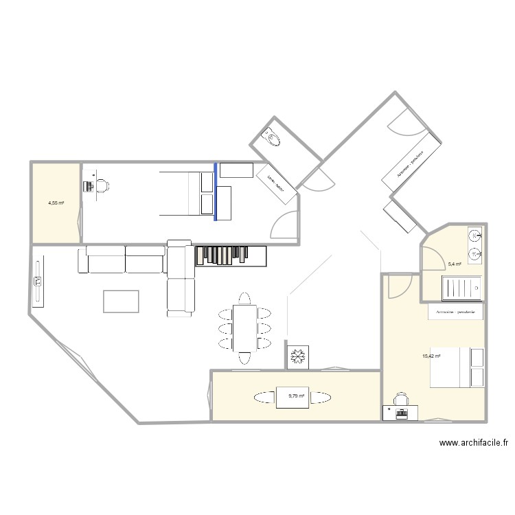 Morgane Lucas. Plan de 4 pièces et 35 m2