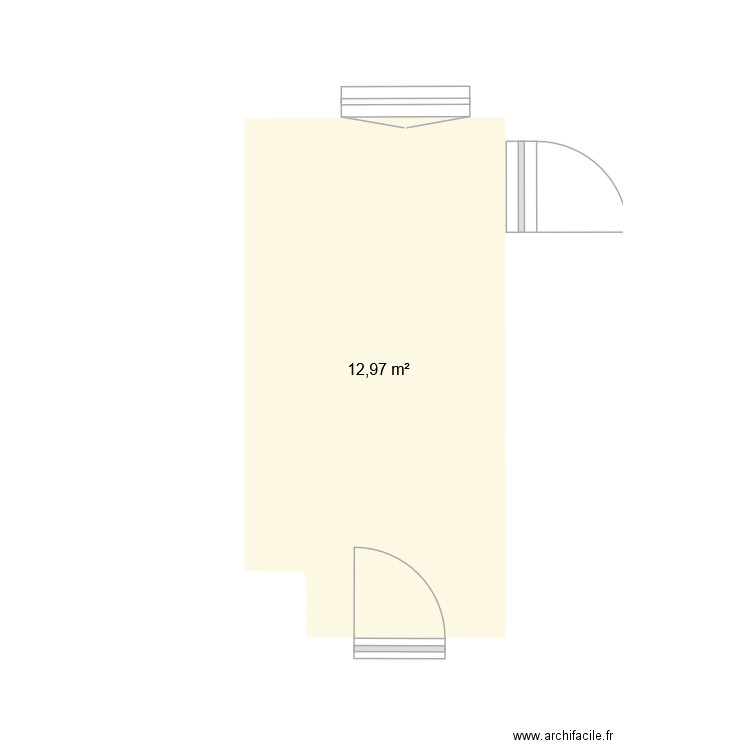 cuisine. Plan de 1 pièce et 13 m2