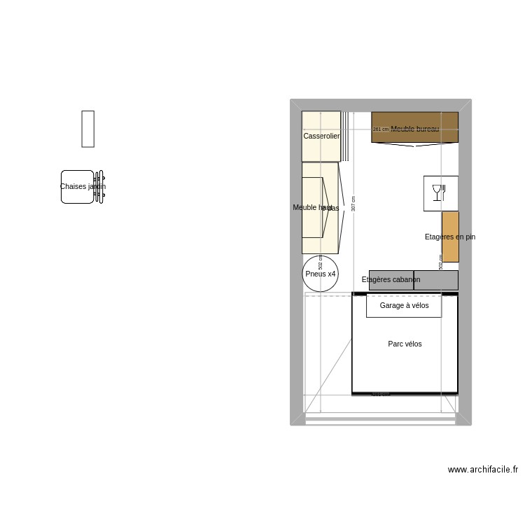 Garage. Plan de 1 pièce et 13 m2