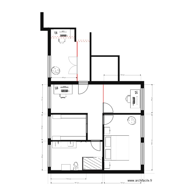 cyr 5.1. Plan de 5 pièces et 55 m2