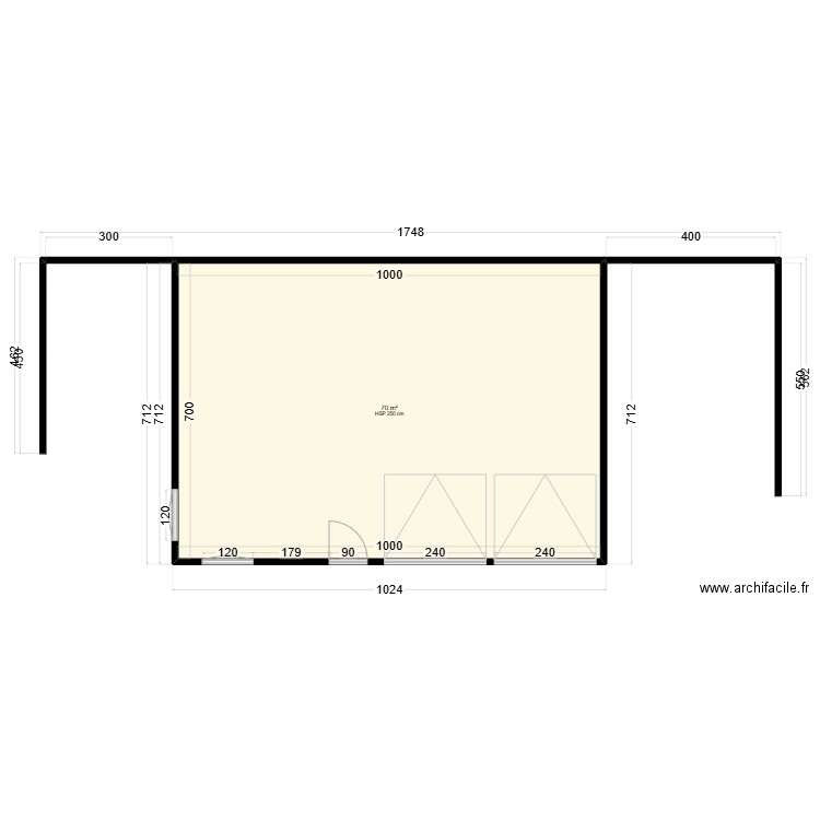 Garage. Plan de 1 pièce et 70 m2