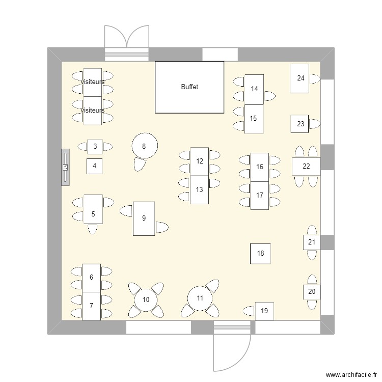 resto. Plan de 1 pièce et 23 m2