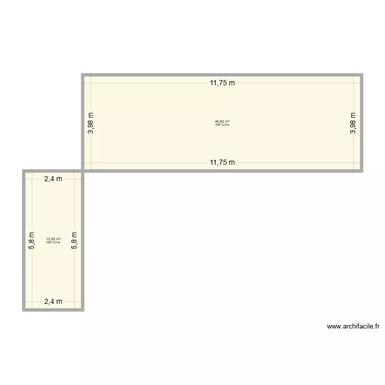 Alia. Plan de 2 pièces et 61 m²