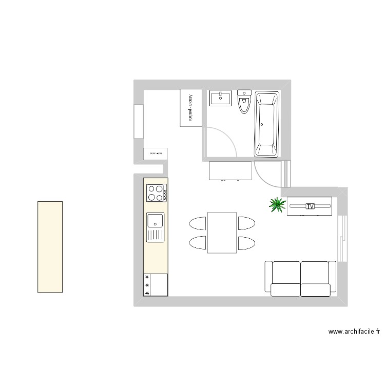 studio. Plan de 0 pièce et 0 m2