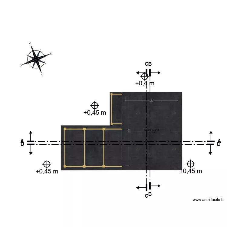 Projet Cabanon jardin seul rue soleil levant. Plan de 1 Pièce et 23 m²