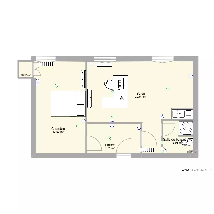 Appartement 9. Plan de 6  et 43 m²