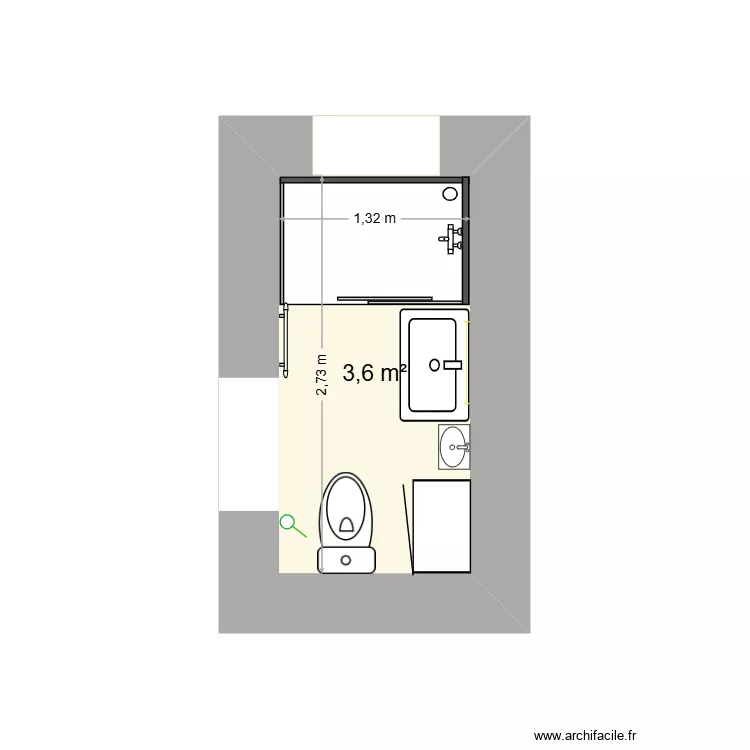 salle de bain. Plan de 1 Pièce et 4 m²