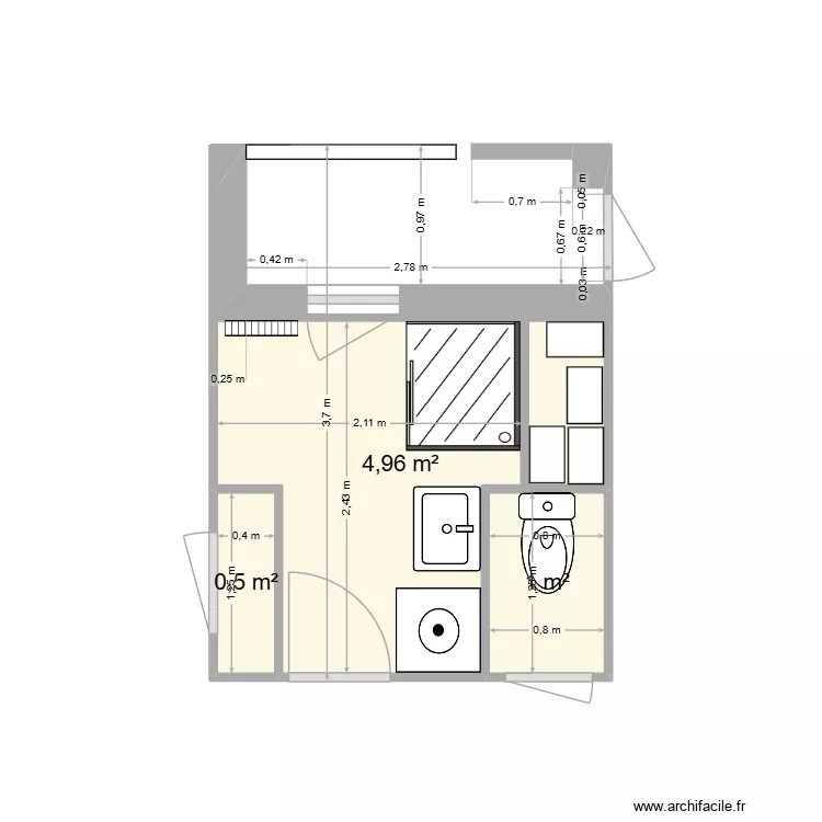 6 - M. Sandie à Valence - Salle d'eau / WC / Séchoir sans meuble. Plan de 3 et 6 m² 6 - M. Sandie à Valence - Salle d'eau / WC / Séchoir sans meuble. Plan de 3 et 6 m²