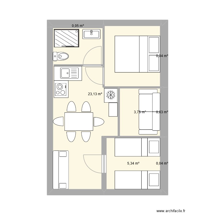 CHALET2. Plan de 7 pièces et 32 m2
