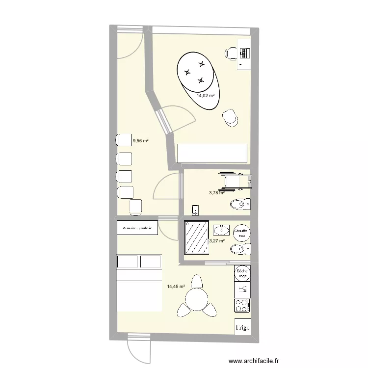 92 chanzy. Plan de 5  et 45 m²