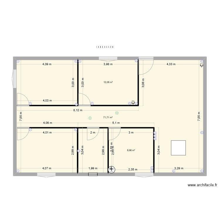 maison elec. Plan de 3 pièces et 93 m2