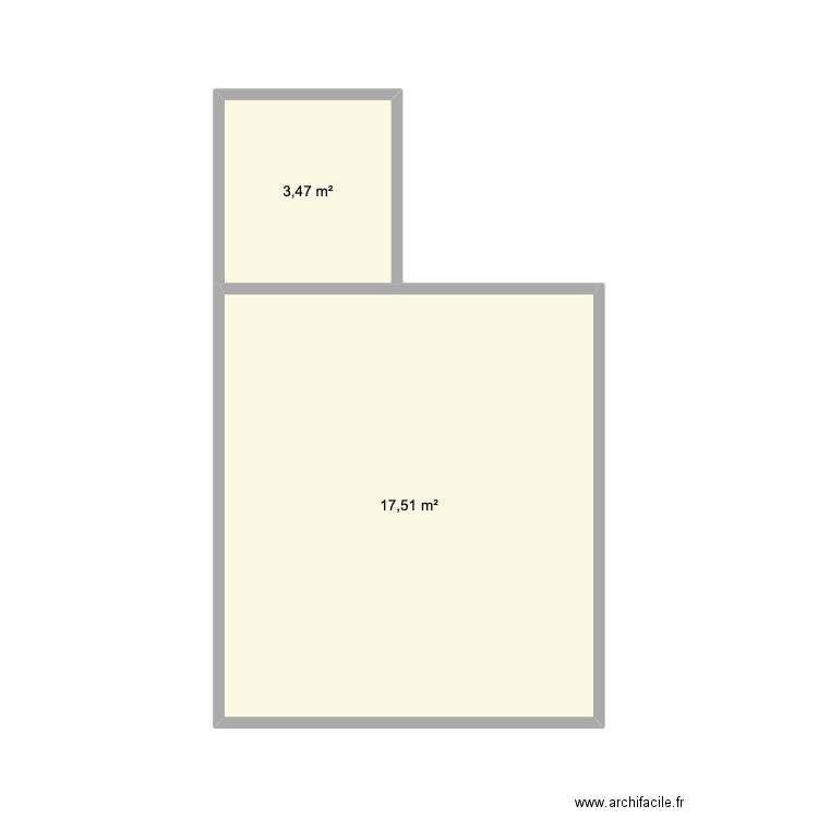 RDC-1. Plan de 2 pièces et 21 m2