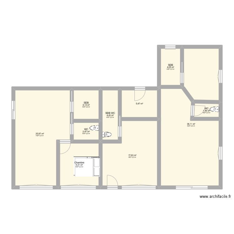plan 2. Plan de 10 pièces et 111 m2