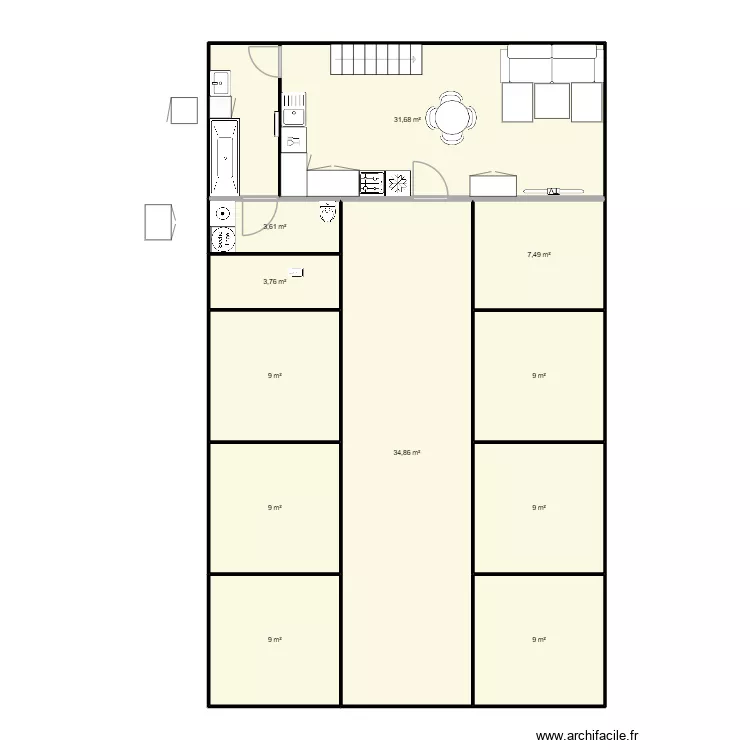 ecurie. Plan de 15  et 180 m²
