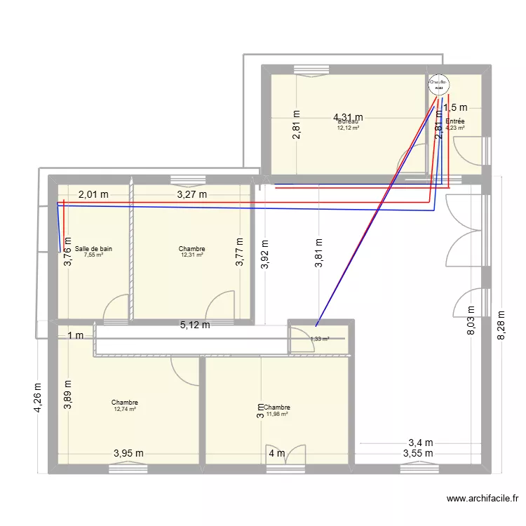 maison m2 plomberie. Plan de 7 pièces et 62 m² maison m2 plomberie. Plan de 7 pièces et 62 m²