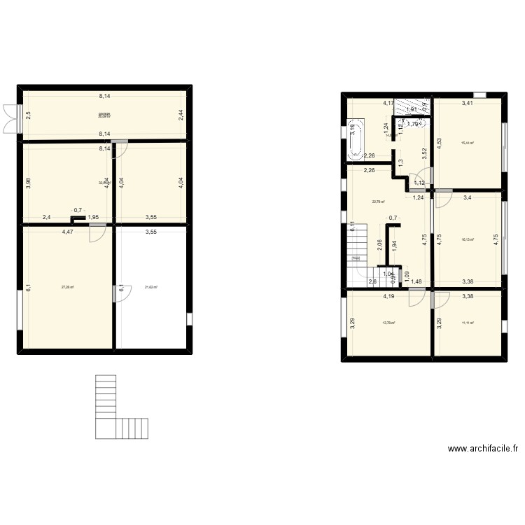 sous sol. Plan de 10 pièces et 195 m2