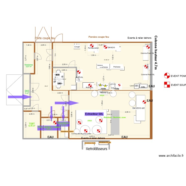 Plan pour Prestataires. Plan de 9 pièces et 179 m2