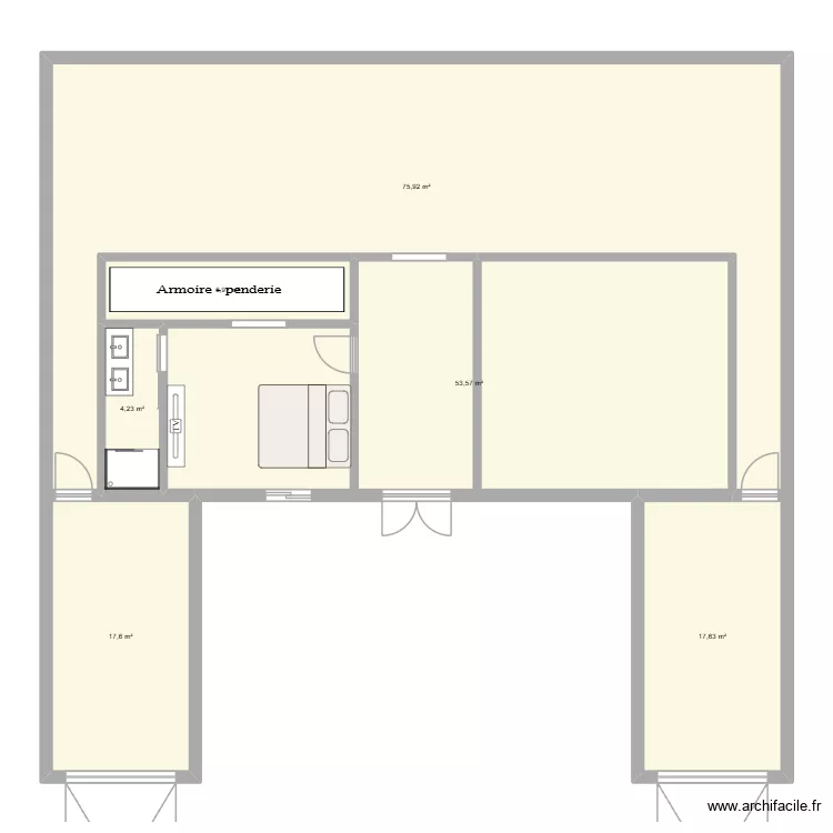 test maison. Plan de 6  et 176 m²