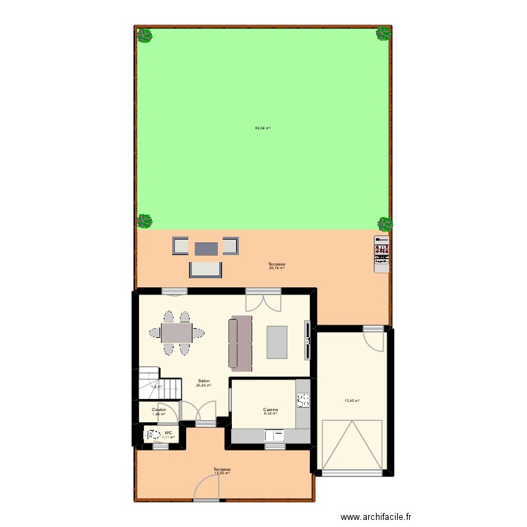 MENNADI. Plan de 19 pièces et 222 m2