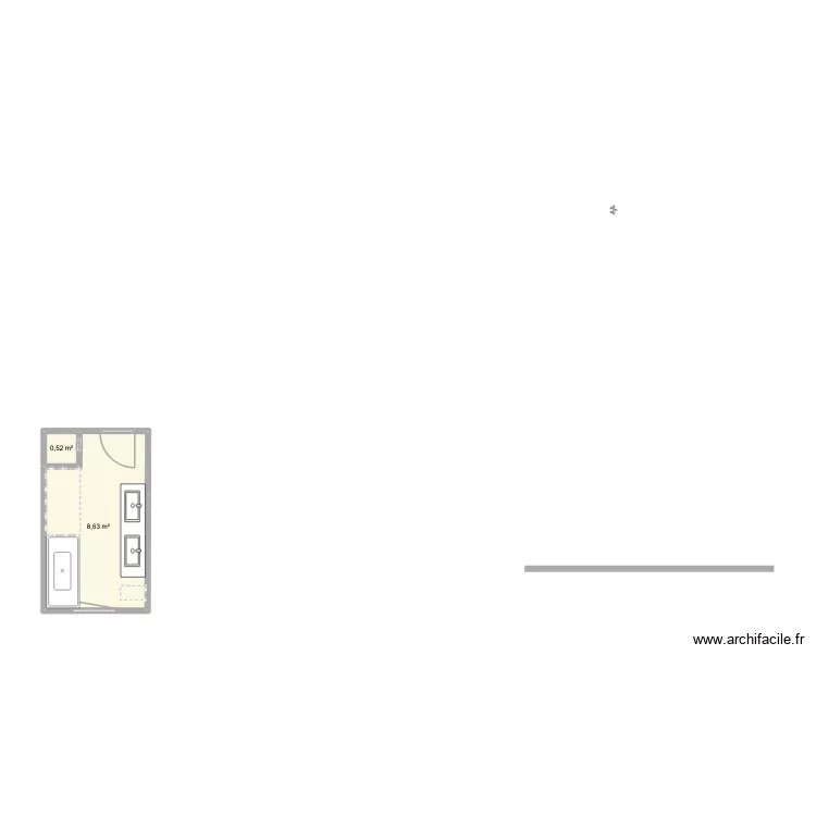 Salle d'eau ss sol. Plan de 2  et 9 m²