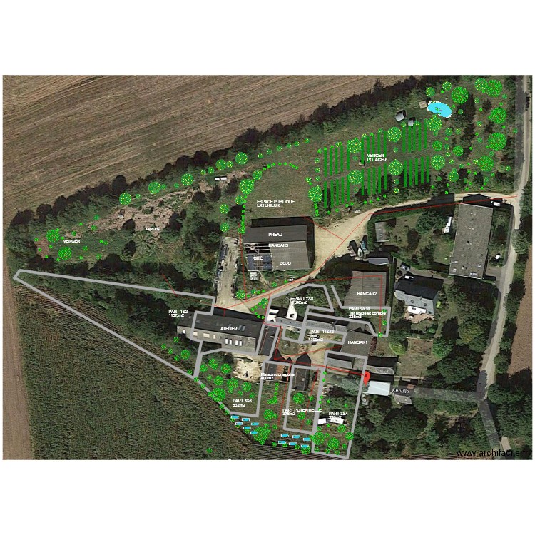 Délimitation espaces. Plan de 0 pièce et 0 m2