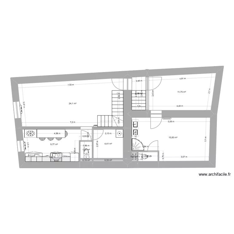 Etage 1. Plan de 11 pièces et 71 m²