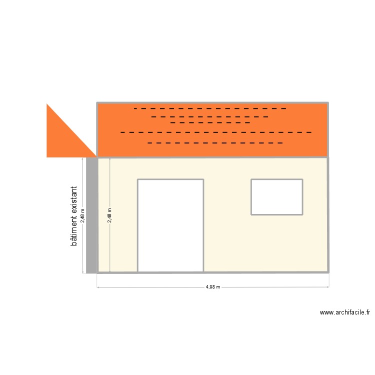 façade nord. Plan de 4 pièces et 21 m2