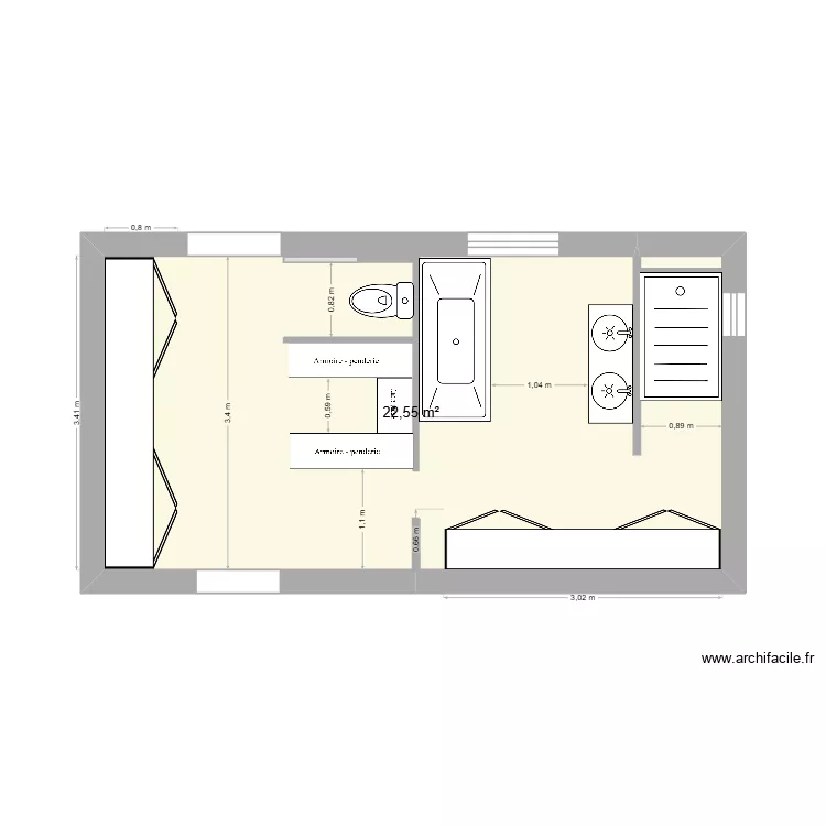 sdb mai2026. Plan de 1  et 23 m²