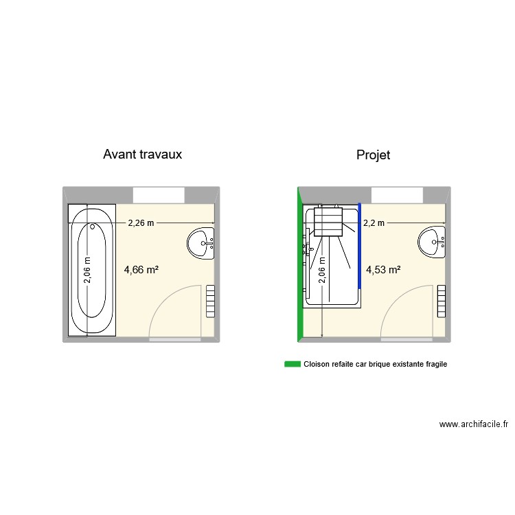 MICHEL Jean Marie. Plan de 2 pièces et 9 m2