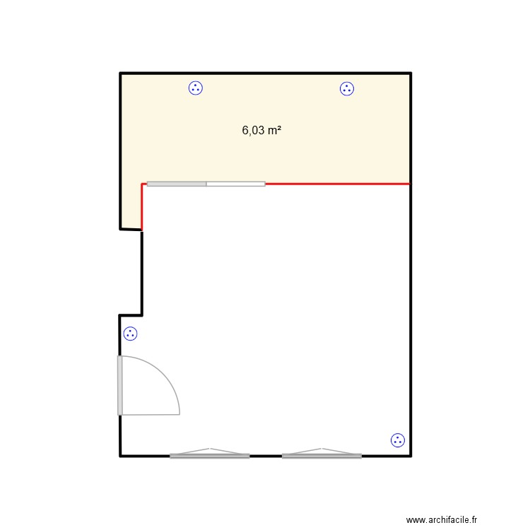 chambre parents avec dressing. Plan de 1 pièce et 6 m2