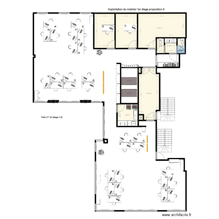 Plan 1er étage-11.2023-implantation origine. Plan de 12 pièces et 69 m2