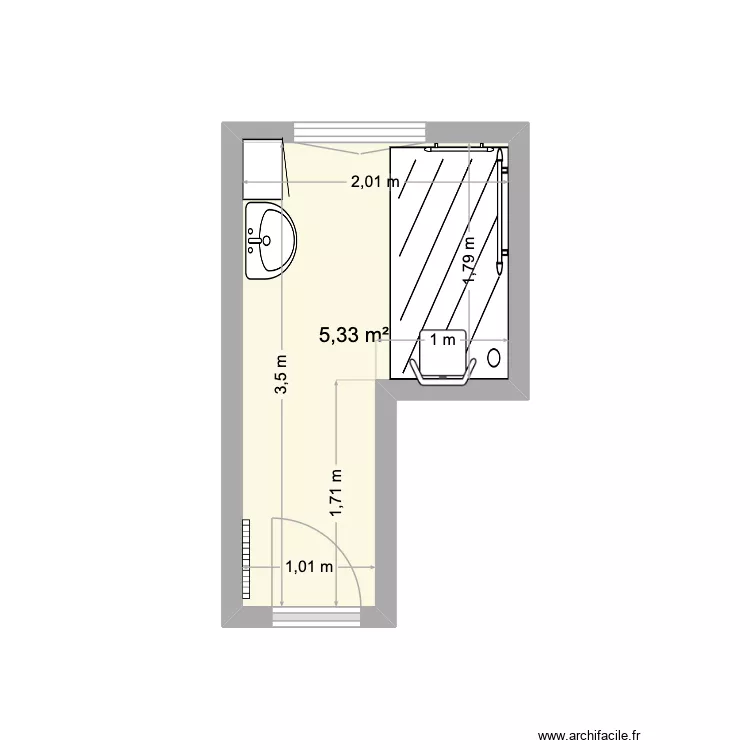 Noel Paulette apr&egrave;s. Plan de 1 pièce et 5 m²