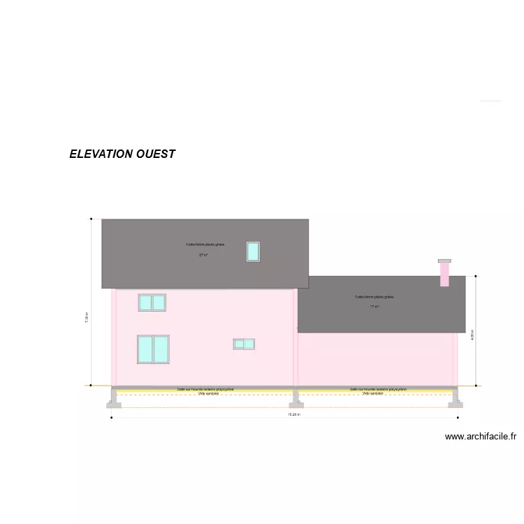 ELEVATION OUEST. Plan de 
