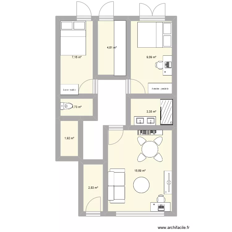 Plan appart Gaelle-Agathe. Plan de 8  et 46 m²