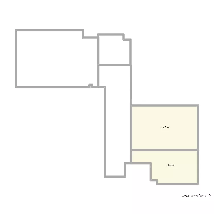 Broca. Plan de 2 et 19 m² Broca. Plan de 2 et 19 m²