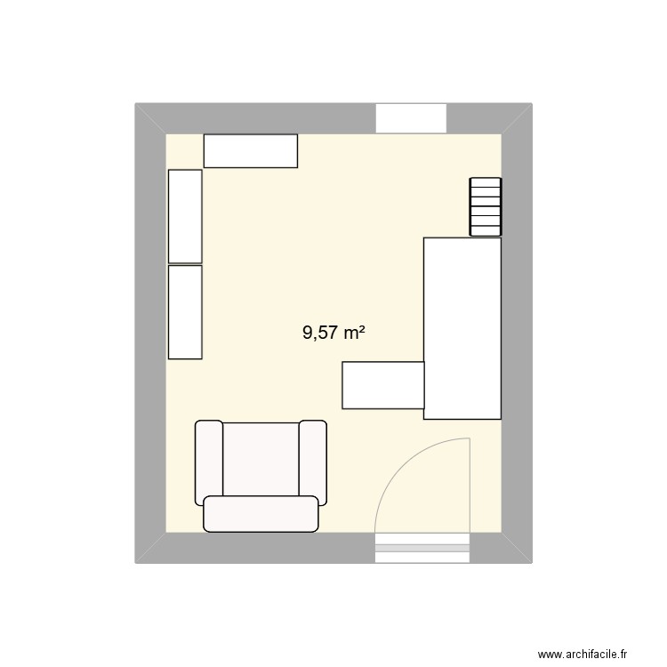 Bureau. Plan de 1 pièce et 10 m2