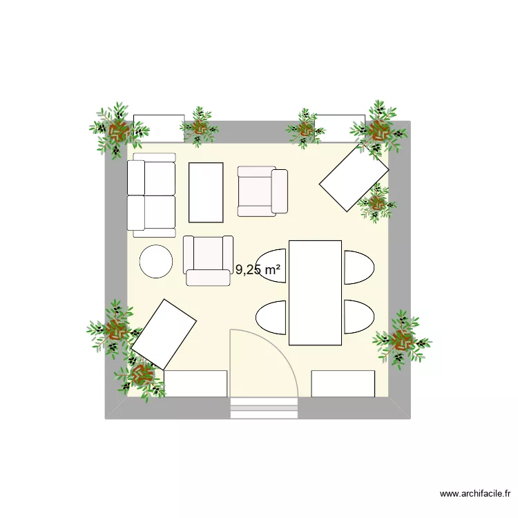 terasse idee. Plan de 1  et 9 m²