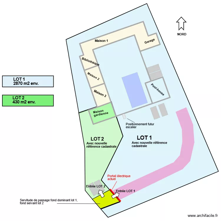 Saint Clément de Riviere division 2 lots. Plan de 4 et 334 m² Saint Clément de Riviere division 2 lots. Plan de 4 et 334 m²