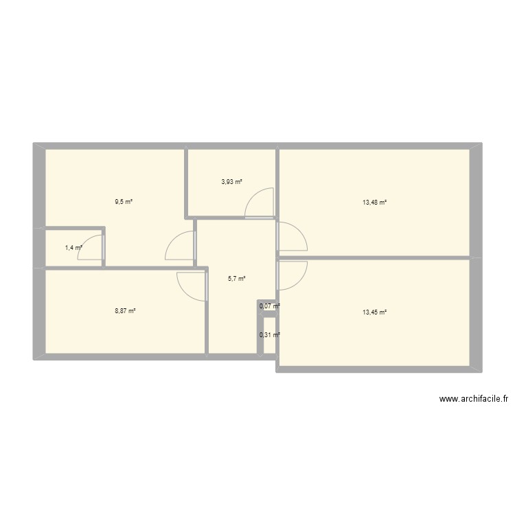 15 st philippe base. Plan de 9 pièces et 57 m2