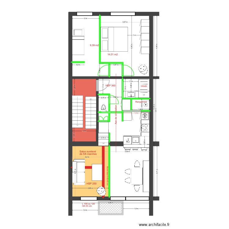 Mélèzes 82 Rez+1 Def Projet V2. Plan de 15 pièces et 69 m2