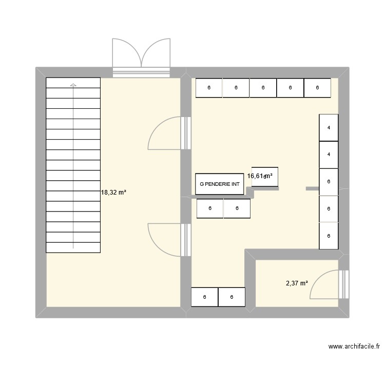 ACCEUIL. Plan de 3 pièces et 37 m2