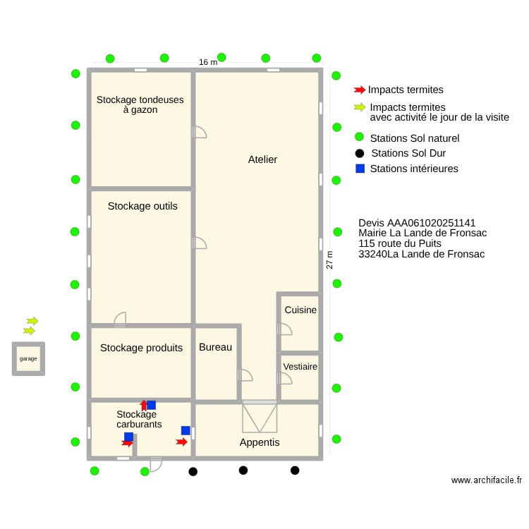 Mairie de La lande de fronsac. Plan de 8 pièces et 412 m2