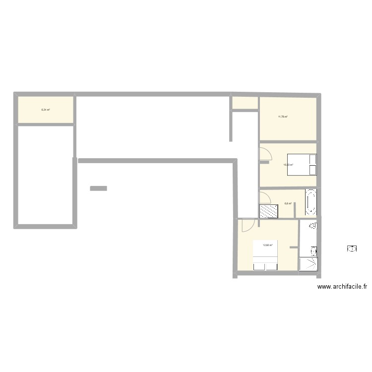 nvelle maison. Plan de 5 pièces et 48 m2