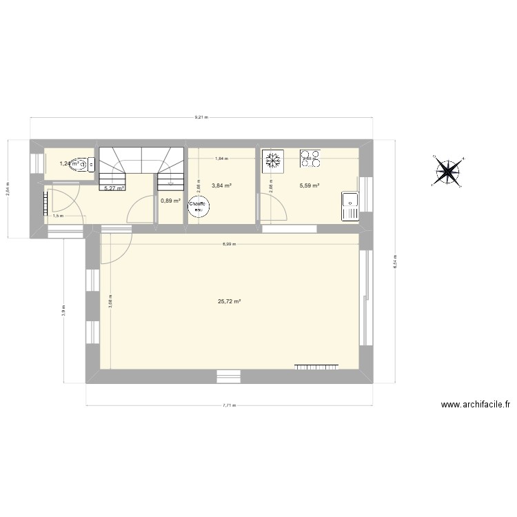 Yves1. Plan de 11 pièces et 85 m2
