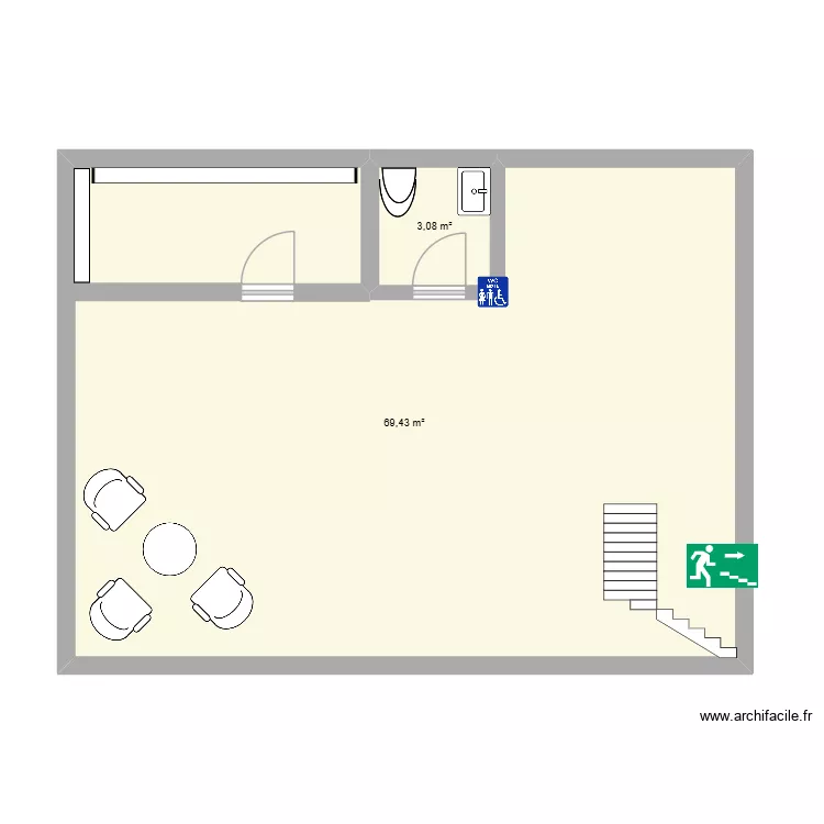 Salonlissage4. Plan de 2  et 73 m²